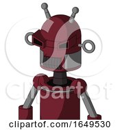 Poster, Art Print Of Red Droid With Dome Head And Dark Tooth Mouth And Angry Eyes And Double Antenna
