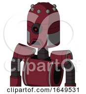 Red Droid With Dome Head And Sad Mouth And Black Cyclops Eye