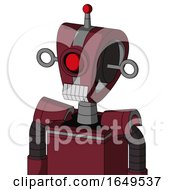 Poster, Art Print Of Red Droid With Droid Head And Teeth Mouth And Cyclops Eye And Single Led Antenna