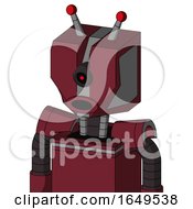 Poster, Art Print Of Red Droid With Mechanical Head And Round Mouth And Black Cyclops Eye And Double Led Antenna