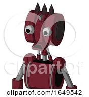 Poster, Art Print Of Red Droid With Multi-Toroid Head And Sad Mouth And Two Eyes And Three Dark Spikes