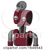Red Droid With Multi Toroid Head And Speakers Mouth And Two Eyes And Radar Dish Hat