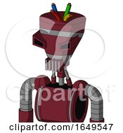Poster, Art Print Of Red Droid With Vase Head And Vent Mouth And Angry Eyes And Wire Hair