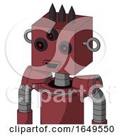 Poster, Art Print Of Red Mech With Box Head And Happy Mouth And Three-Eyed And Three Dark Spikes