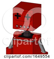 Poster, Art Print Of Red Mech With Box Head And Pipes Mouth And Plus Sign Eyes
