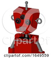 Poster, Art Print Of Red Mech With Box Head And Vent Mouth And Three-Eyed And Single Antenna