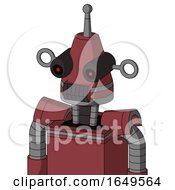 Poster, Art Print Of Red Mech With Cone Head And Dark Tooth Mouth And Black Glowing Red Eyes And Single Antenna