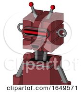 Poster, Art Print Of Red Mech With Cube Head And Happy Mouth And Visor Eye And Double Led Antenna