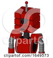 Poster, Art Print Of Red Mech With Cube Head And Sad Mouth And Black Cyclops Eye And Single Led Antenna