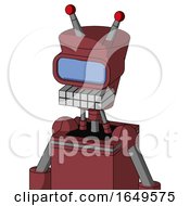 Poster, Art Print Of Red Mech With Cylinder-Conic Head And Keyboard Mouth And Large Blue Visor Eye And Double Led Antenna