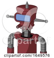 Poster, Art Print Of Red Mech With Cylinder-Conic Head And Pipes Mouth And Large Blue Visor Eye And Spike Tip