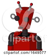 Poster, Art Print Of Red Mech With Cylinder-Conic Head And Sad Mouth And Two Eyes And Double Led Antenna