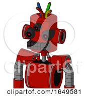 Poster, Art Print Of Red Mech With Cylinder Head And Keyboard Mouth And Three-Eyed And Wire Hair