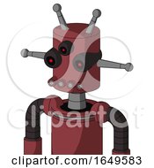Poster, Art Print Of Red Mech With Cylinder Head And Pipes Mouth And Three-Eyed And Double Antenna