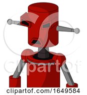 Poster, Art Print Of Red Mech With Cylinder Head And Sad Mouth And Angry Eyes