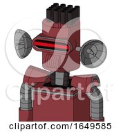 Poster, Art Print Of Red Mech With Cylinder Head And Speakers Mouth And Visor Eye And Pipe Hair