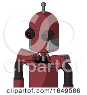 Poster, Art Print Of Red Mech With Dome Head And Black Glowing Red Eyes And Single Antenna