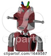 Poster, Art Print Of Red Mech With Dome Head And Round Mouth And Angry Eyes And Wire Hair