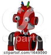 Poster, Art Print Of Red Mech With Dome Head And Speakers Mouth And Two Eyes And Wire Hair