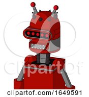 Poster, Art Print Of Red Mech With Dome Head And Square Mouth And Visor Eye And Double Led Antenna