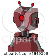 Poster, Art Print Of Red Mech With Mechanical Head And Dark Tooth Mouth And Cyclops Eye And Double Led Antenna