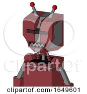 Poster, Art Print Of Red Mech With Mechanical Head And Square Mouth And Black Visor Cyclops And Double Led Antenna