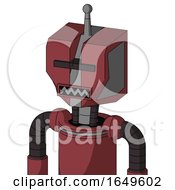 Poster, Art Print Of Red Mech With Mechanical Head And Square Mouth And Black Visor Cyclops And Single Antenna