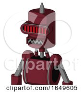 Poster, Art Print Of Red Droid With Cylinder Head And Square Mouth And Visor Eye And Spike Tip