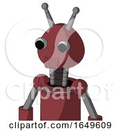 Poster, Art Print Of Red Mech With Rounded Head And Speakers Mouth And Two Eyes And Double Antenna