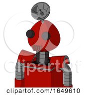 Poster, Art Print Of Red Mech With Rounded Head And Speakers Mouth And Two Eyes And Radar Dish Hat