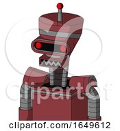 Poster, Art Print Of Red Mech With Vase Head And Square Mouth And Visor Eye And Single Led Antenna