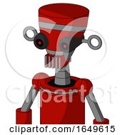 Poster, Art Print Of Red Mech With Vase Head And Vent Mouth And Black Glowing Red Eyes