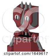 Red Mech With Mechanical Head And Toothy Mouth And Two Eyes And Three Spiked