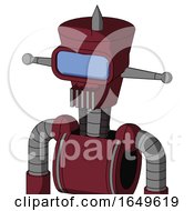Poster, Art Print Of Red Droid With Cylinder-Conic Head And Vent Mouth And Large Blue Visor Eye And Spike Tip