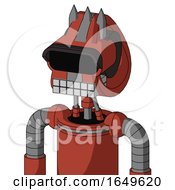 Poster, Art Print Of Red Automaton With Droid Head And Keyboard Mouth And Black Visor Eye And Three Spiked