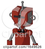 Poster, Art Print Of Red Automaton With Mechanical Head And Pipes Mouth And Black Visor Cyclops And Single Antenna