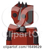 Red Automaton With Mechanical Head And Speakers Mouth And Two Eyes And Three Dark Spikes