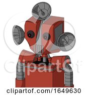 Poster, Art Print Of Red Automaton With Mechanical Head And Vent Mouth And Red Eyed And Radar Dish Hat