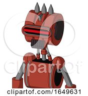 Poster, Art Print Of Red Automaton With Multi-Toroid Head And Dark Tooth Mouth And Visor Eye And Three Spiked