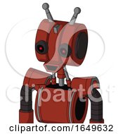 Poster, Art Print Of Red Automaton With Multi-Toroid Head And Happy Mouth And Black Glowing Red Eyes And Double Antenna