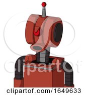 Poster, Art Print Of Red Automaton With Multi-Toroid Head And Round Mouth And Angry Cyclops And Single Led Antenna