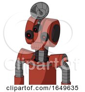 Red Automaton With Multi Toroid Head And Toothy Mouth And Three Eyed And Radar Dish Hat