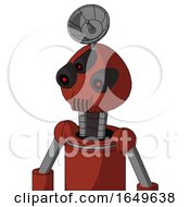Poster, Art Print Of Red Automaton With Rounded Head And Speakers Mouth And Three-Eyed And Radar Dish Hat