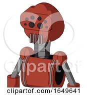 Red Automaton With Rounded Head And Vent Mouth And Bug Eyes