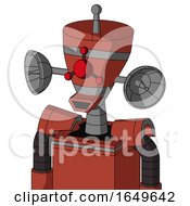 Poster, Art Print Of Red Automaton With Vase Head And Happy Mouth And Cyclops Compound Eyes And Single Antenna