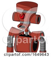 Red Automaton With Vase Head And Round Mouth And Angry Cyclops