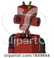 Poster, Art Print Of Red Automaton With Vase Head And Toothy Mouth And Two Eyes And Wire Hair