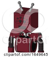 Poster, Art Print Of Red Droid With Box Head And Dark Tooth Mouth And Bug Eyes And Double Antenna