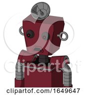 Poster, Art Print Of Red Droid With Box Head And Sad Mouth And Red Eyed And Radar Dish Hat