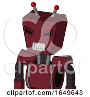 Poster, Art Print Of Red Droid With Box Head And Teeth Mouth And Angry Eyes And Double Led Antenna